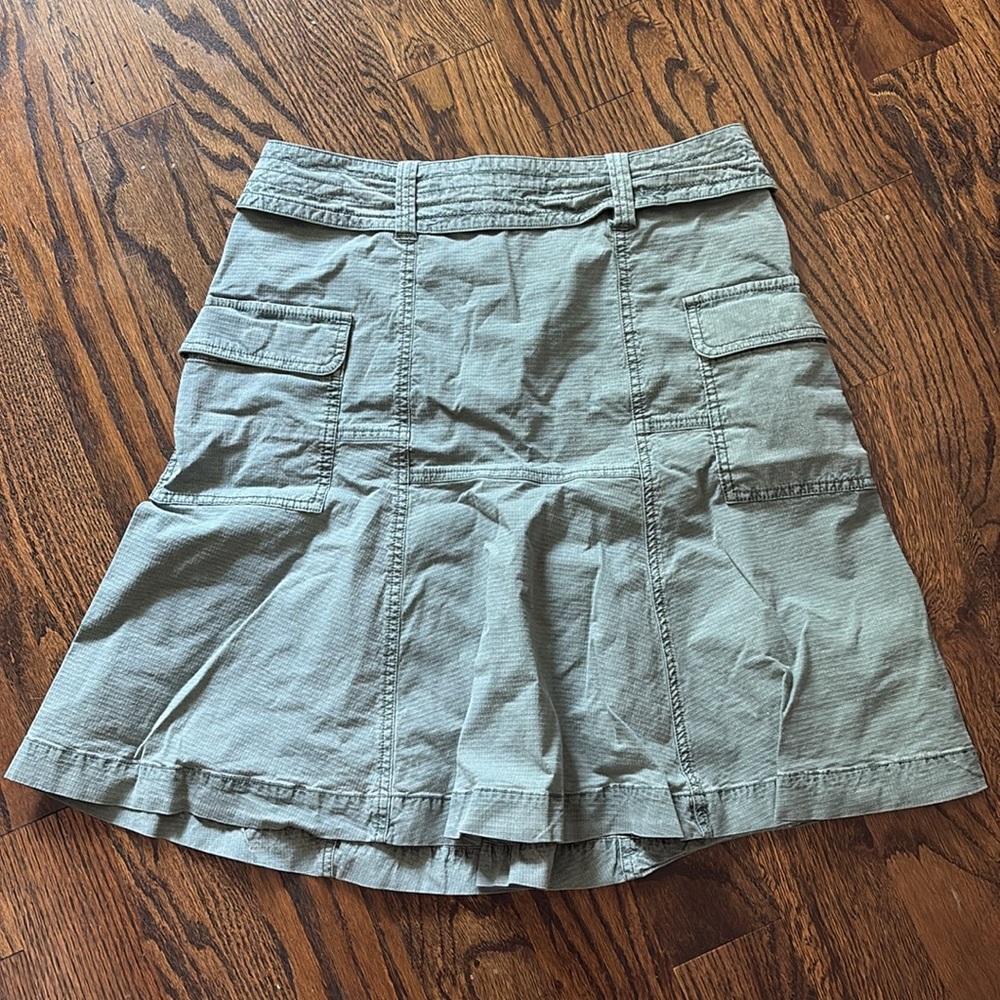 Anthropologie Moss Green Utility Flare A-Line Skirt w/ Pockets 6 - Picture 7 of 11